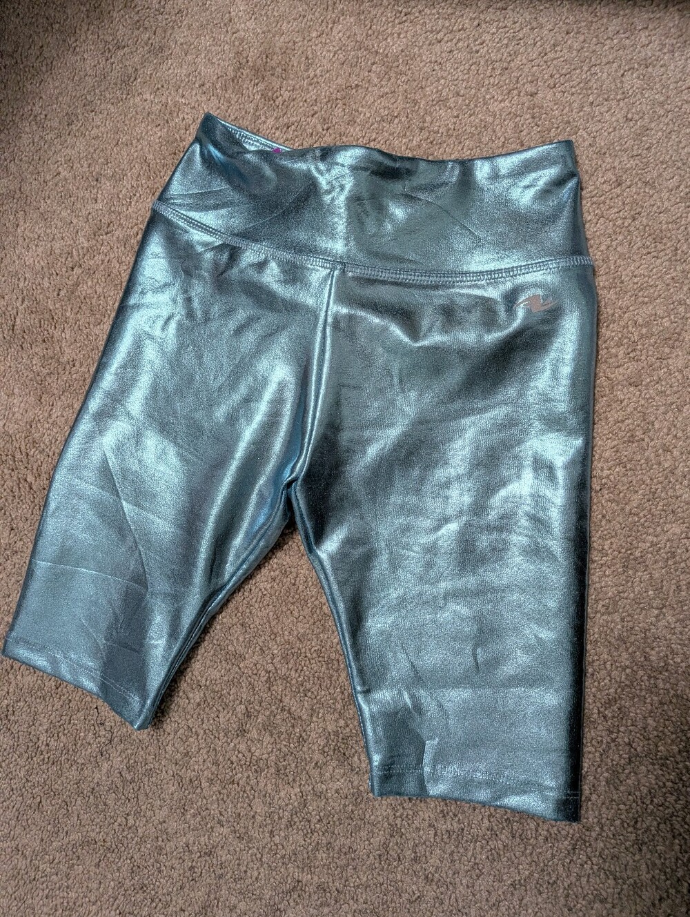 Girls Athletic Works Metallic Blue High-Waist Bike Shorts